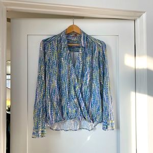 Anthropologie Pilco “watercolor” wrap blouse
